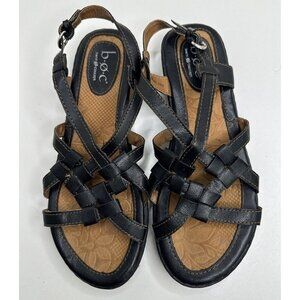 BOC Born Concept Women's Kesia Black Strappy Leather Sandals Size 6